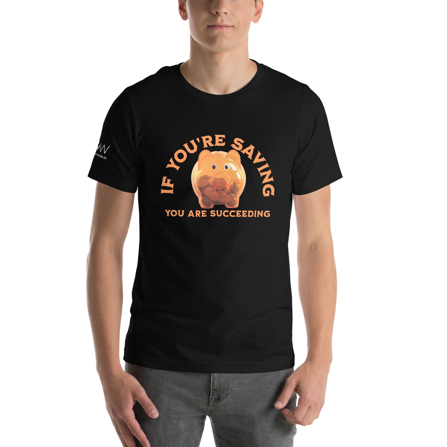 "If You’re Saving, You Are Succeeding" Men’s Motivational Black T-Shirt
