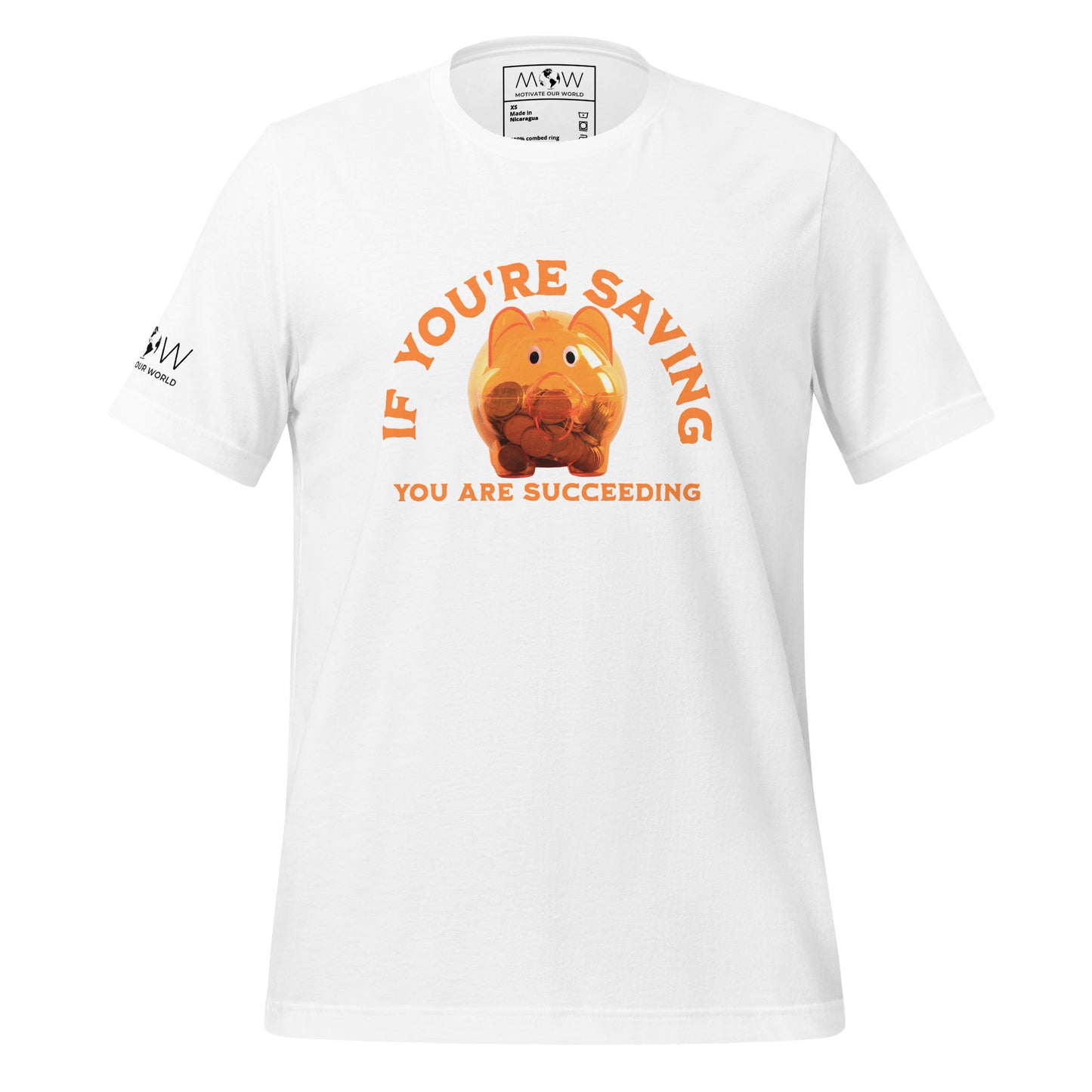 "If You’re Saving, You Are Succeeding" Men’s Motivational White T-Shirt