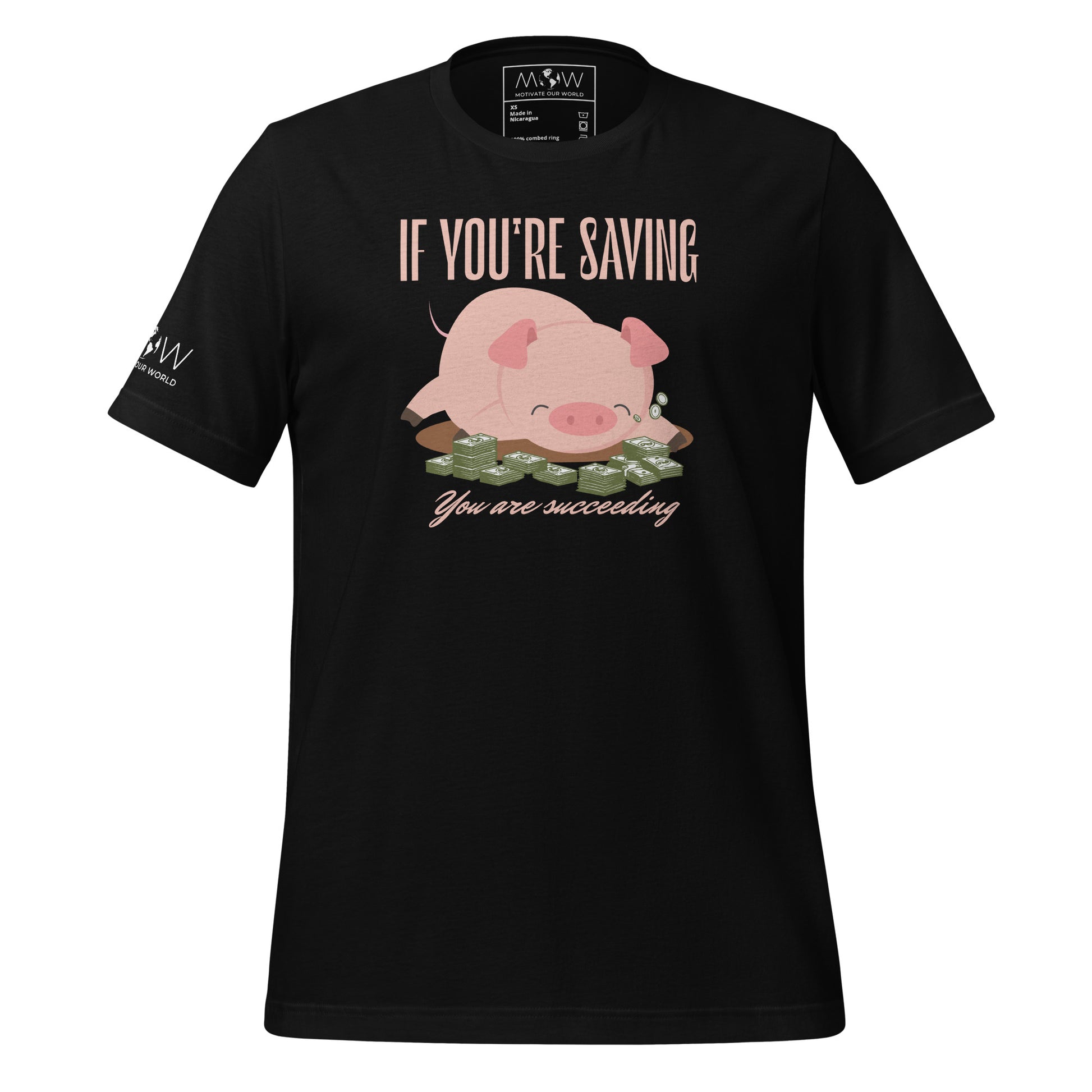 "If You’re Saving, You Are Succeeding"  Men’s Motivational Black T-Shirt