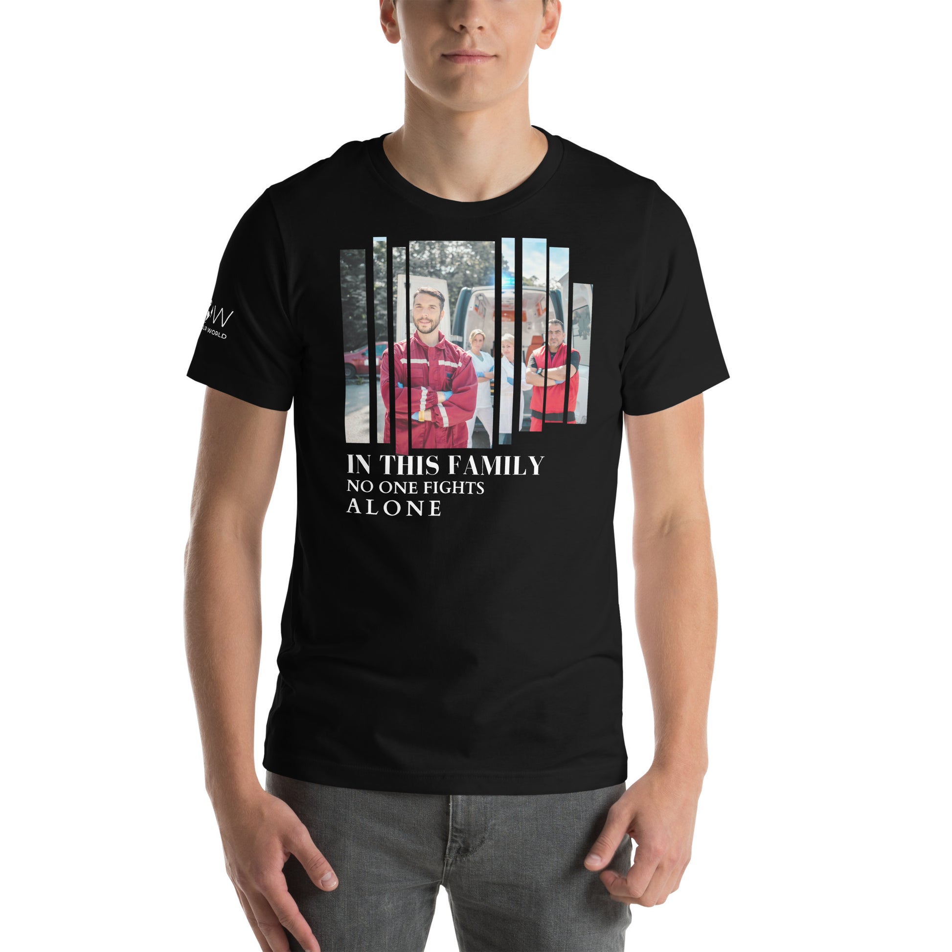 In This Family No One Fights Alone - EMS Unity Edition Black Motivational Men's T-Shirt