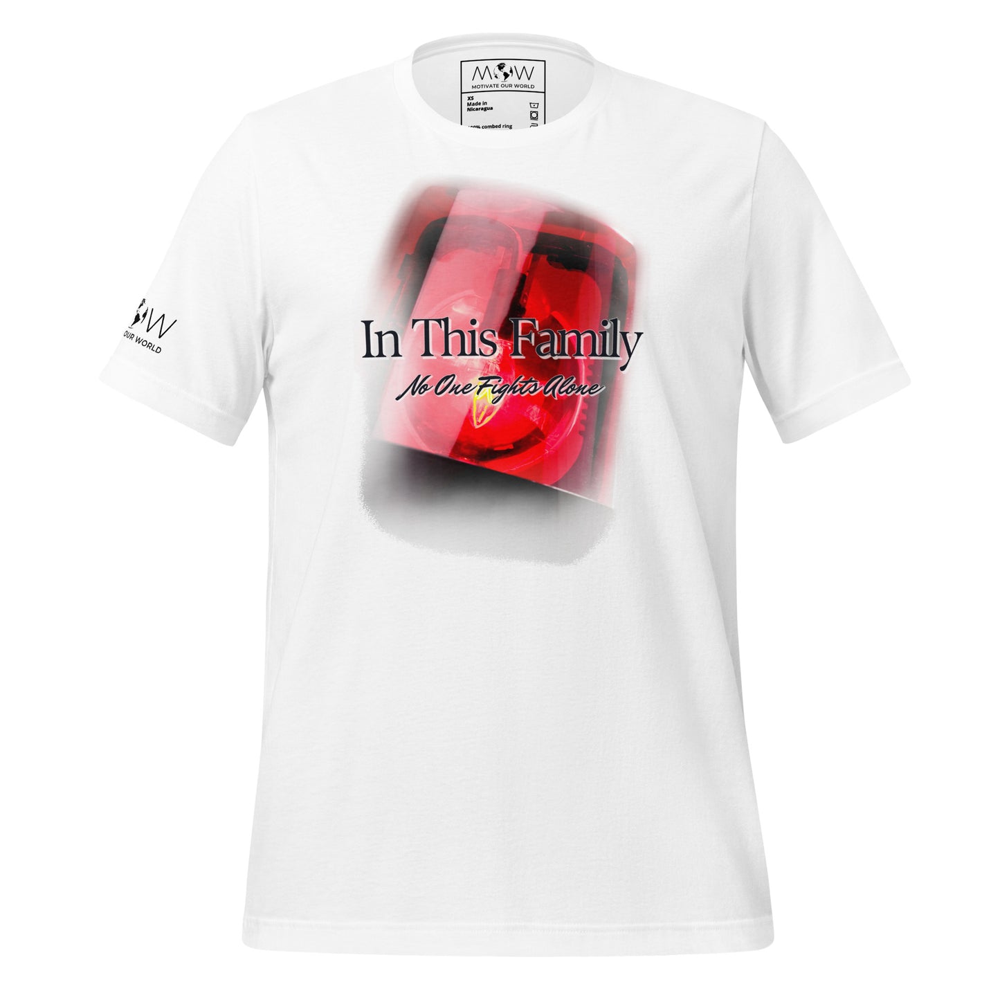 In This Family No One Fights Alone - Red Siren Edition White Motivational Men's T-Shirt