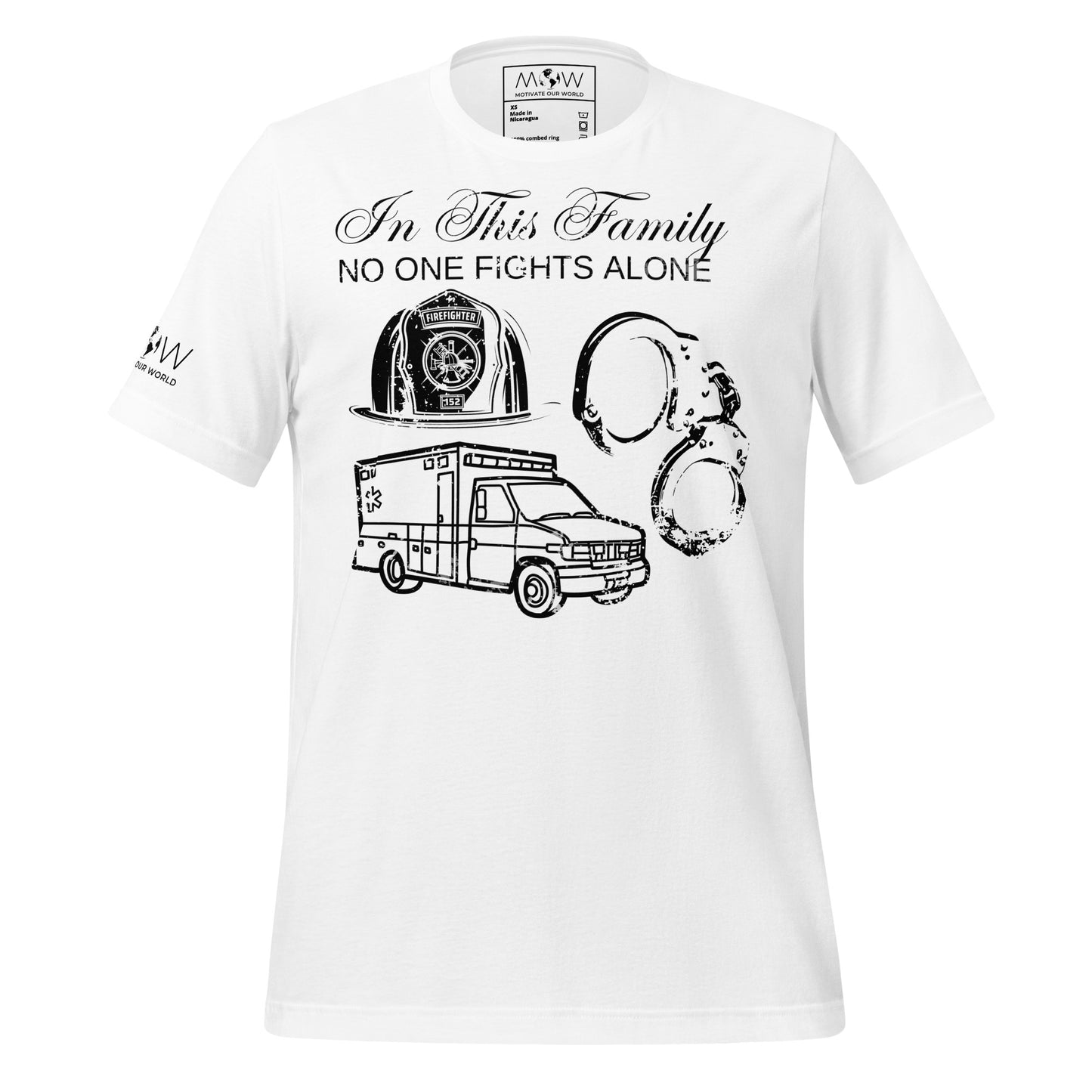 In This Family No One Fights Alone - Vintage Edition White Motivational Men's T-Shirt