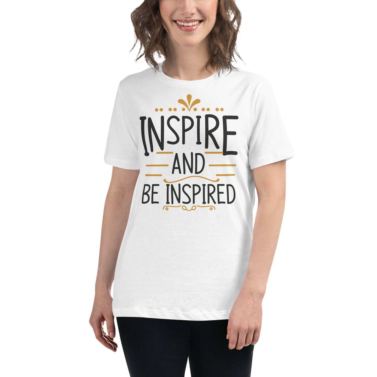 Inspire and Be White Motivational Women’s T-Shirt Lifestyle