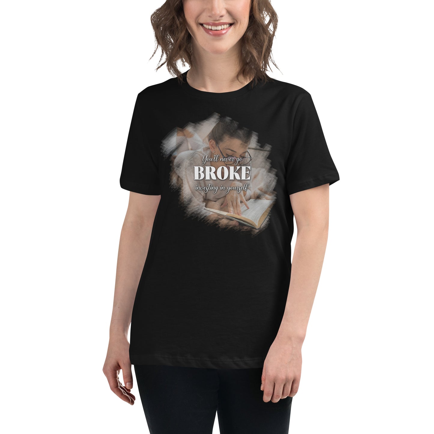 Invest In Yourself Focus Black Motivational Women’s T-Shirt Lifestyle