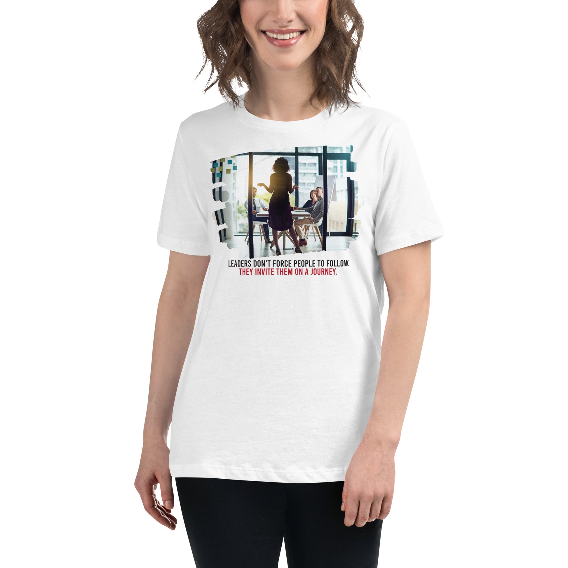 Invite Them on a Journey – Leadership Team Edition White Motivational Women’s T-Shirt Lifestyle