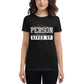 "It's Hard to Beat a Person Who Never Gives Up" Women’s Motiovational Black T-Shirt