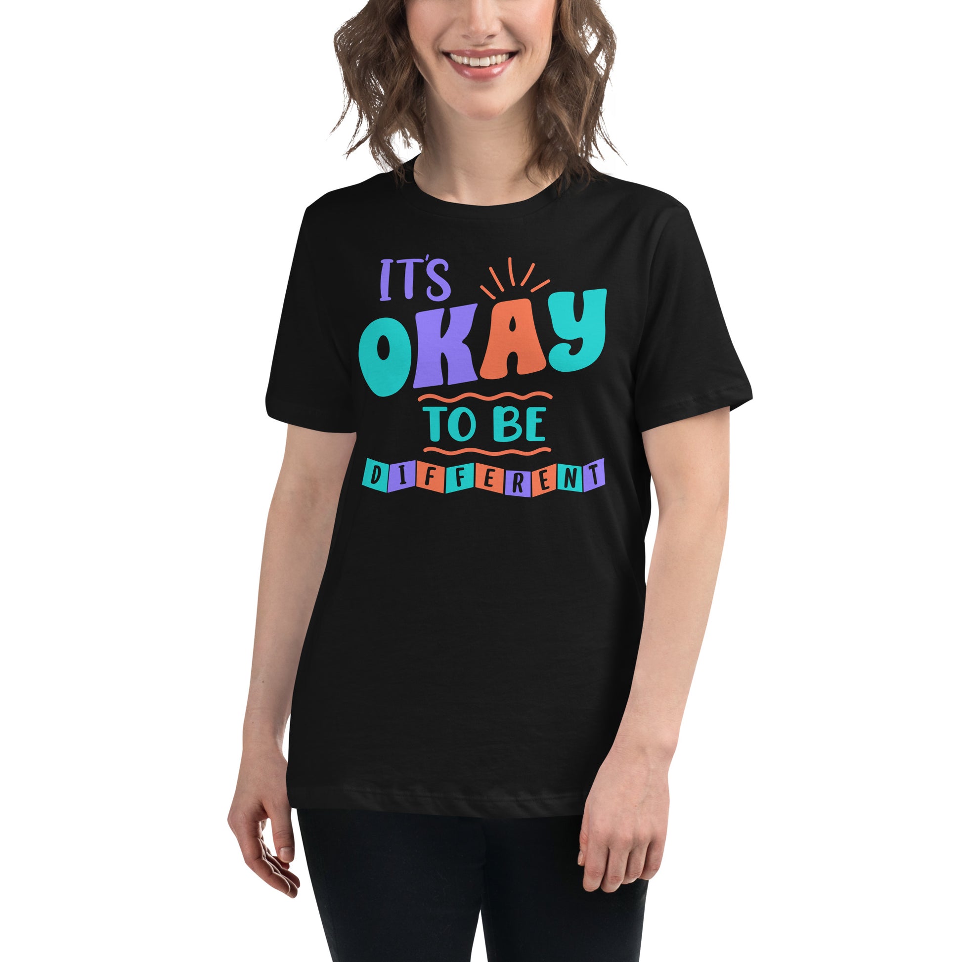 It’s Okay to Be Different - Colorful Edition Black Motivational Women’s T-Shirt Lifestyle