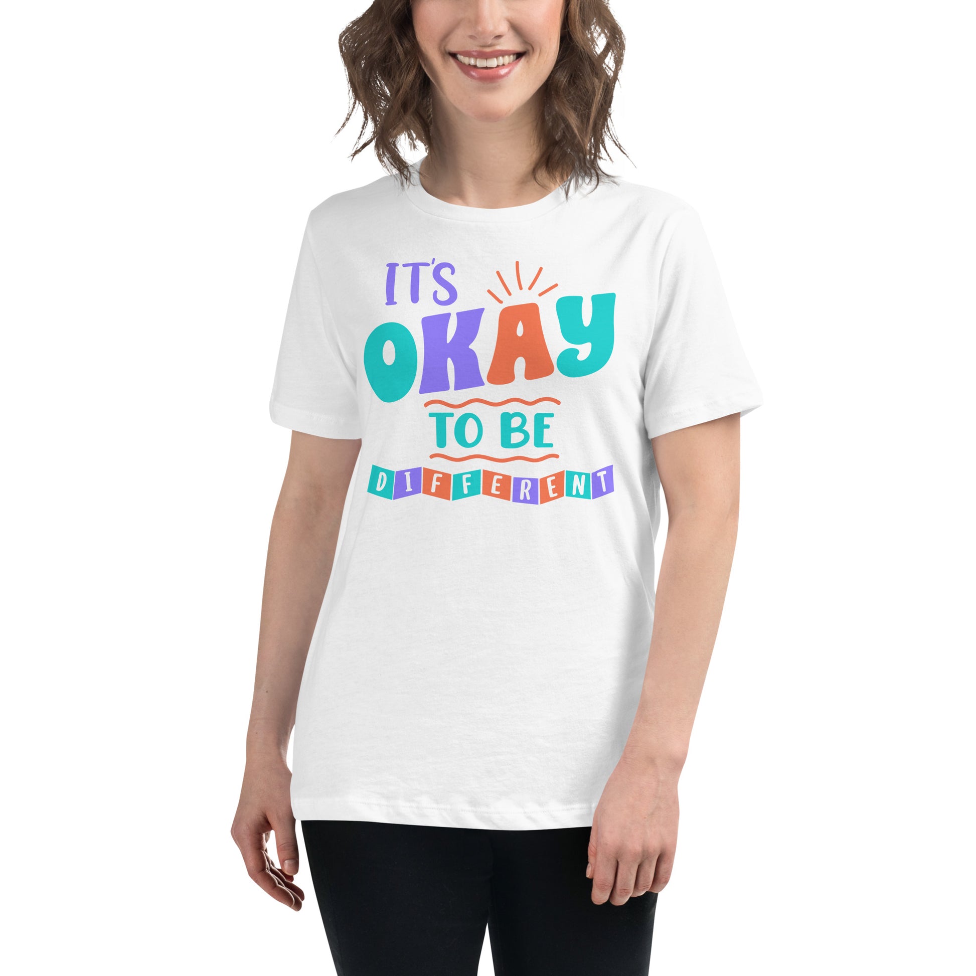 It’s Okay to Be Different - Colorful Edition White Motivational Women’s T-Shirt Lifestyle