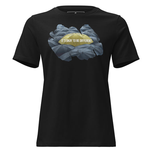 It’s Okay to Be Different - Umbrella Edition Black Motivational Women’s T-Shirt