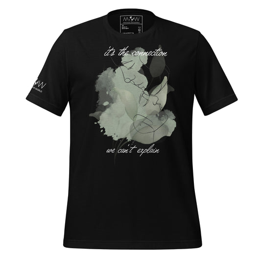  It’s the Connection We Can’t Explain – Botanical Line Art Edition Black Motivational Men's T-Shirt