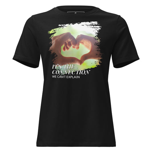 It’s the Connection We Can’t Explain – Heart Hands Edition Black Motivational Women’s T-Shirt