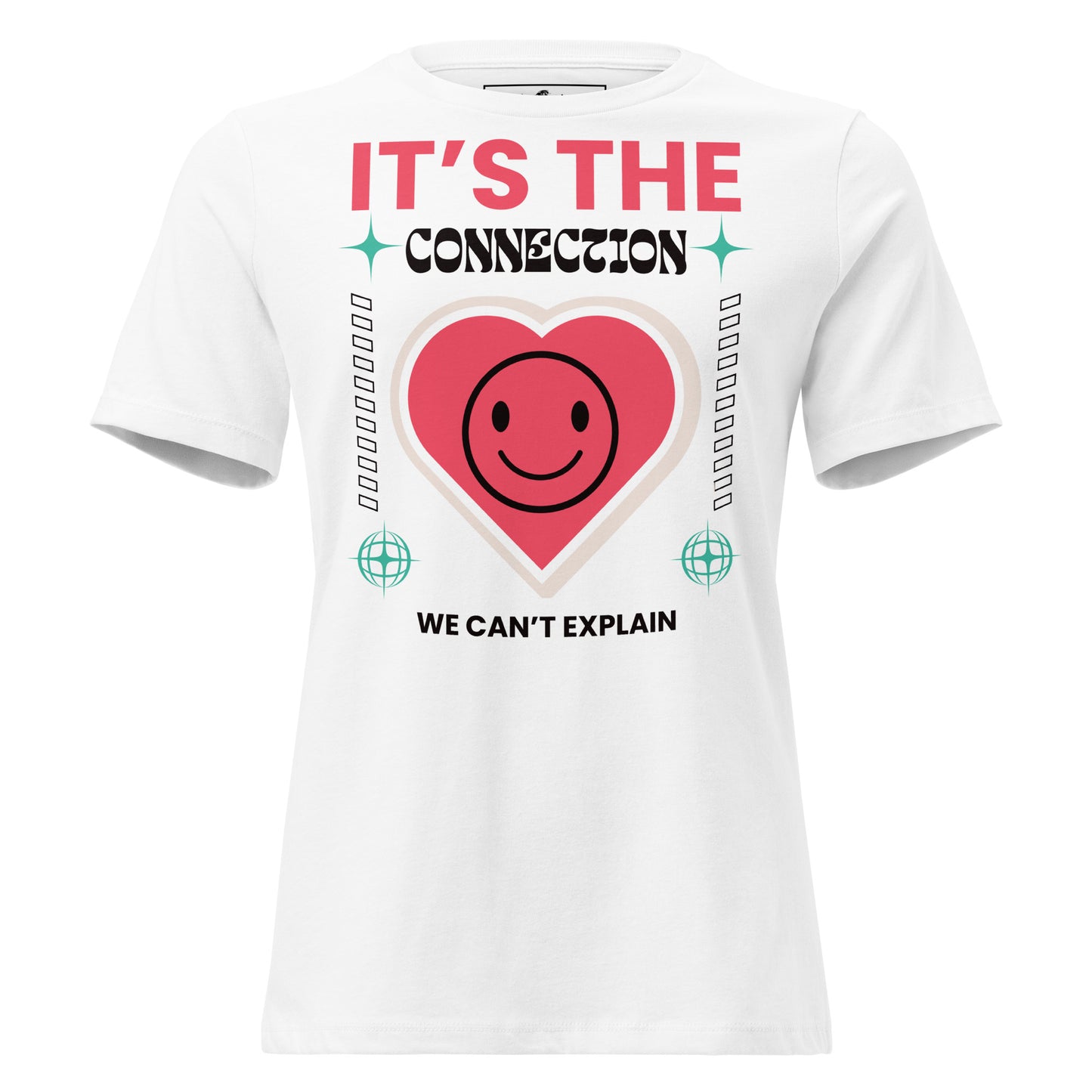 It’s the Connection We Can’t Explain – Retro Heart Edition White Motivational Women’s T-Shirt