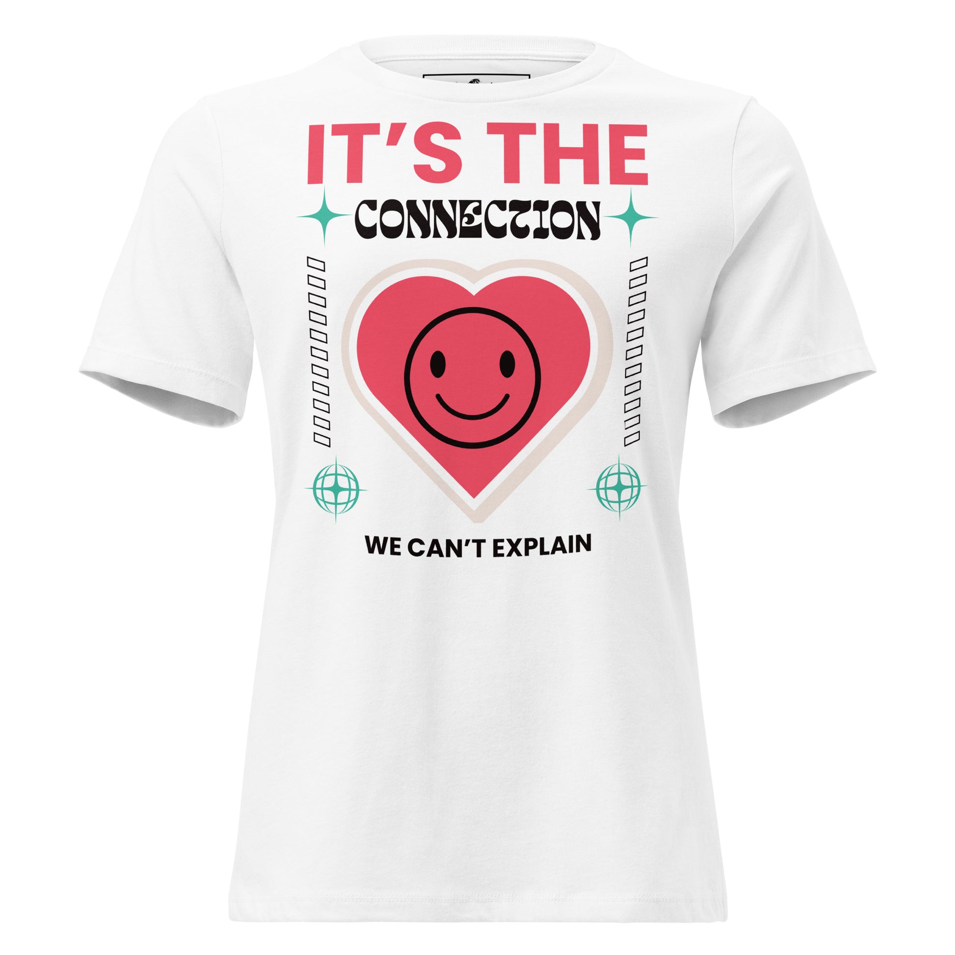 It’s the Connection We Can’t Explain – Retro Heart Edition White Motivational Women’s T-Shirt