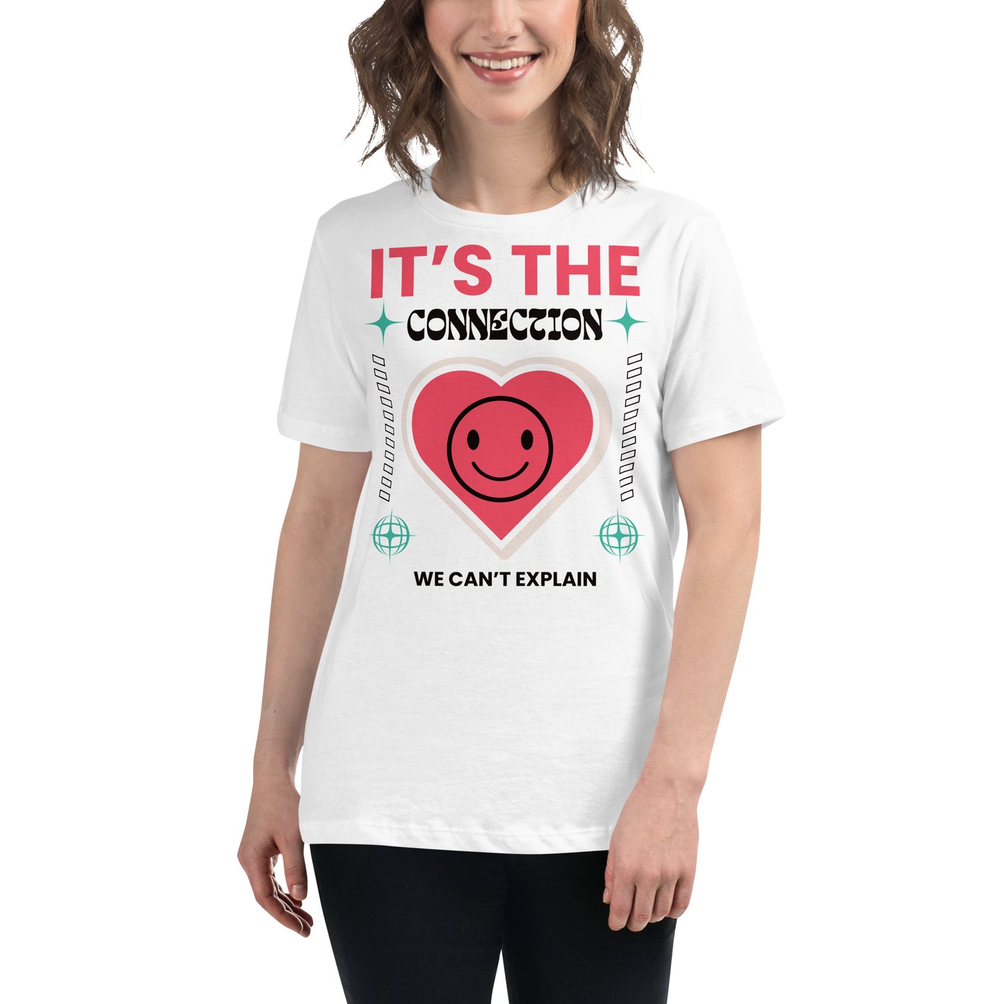 It’s the Connection We Can’t Explain – Retro Heart Edition White Motivational Women’s T-Shirt Lifestyle