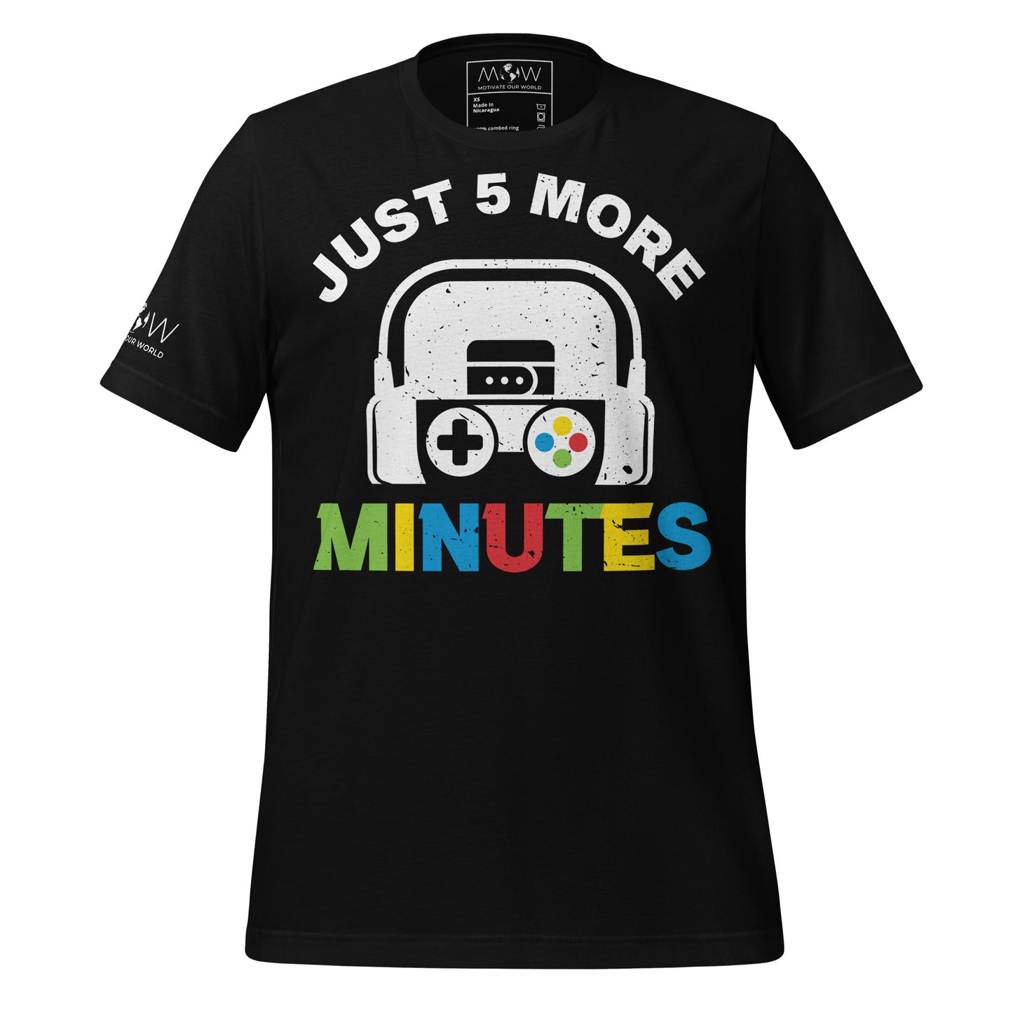 “Just 5 More Minutes”  Black Motivational Men's T-Shirt