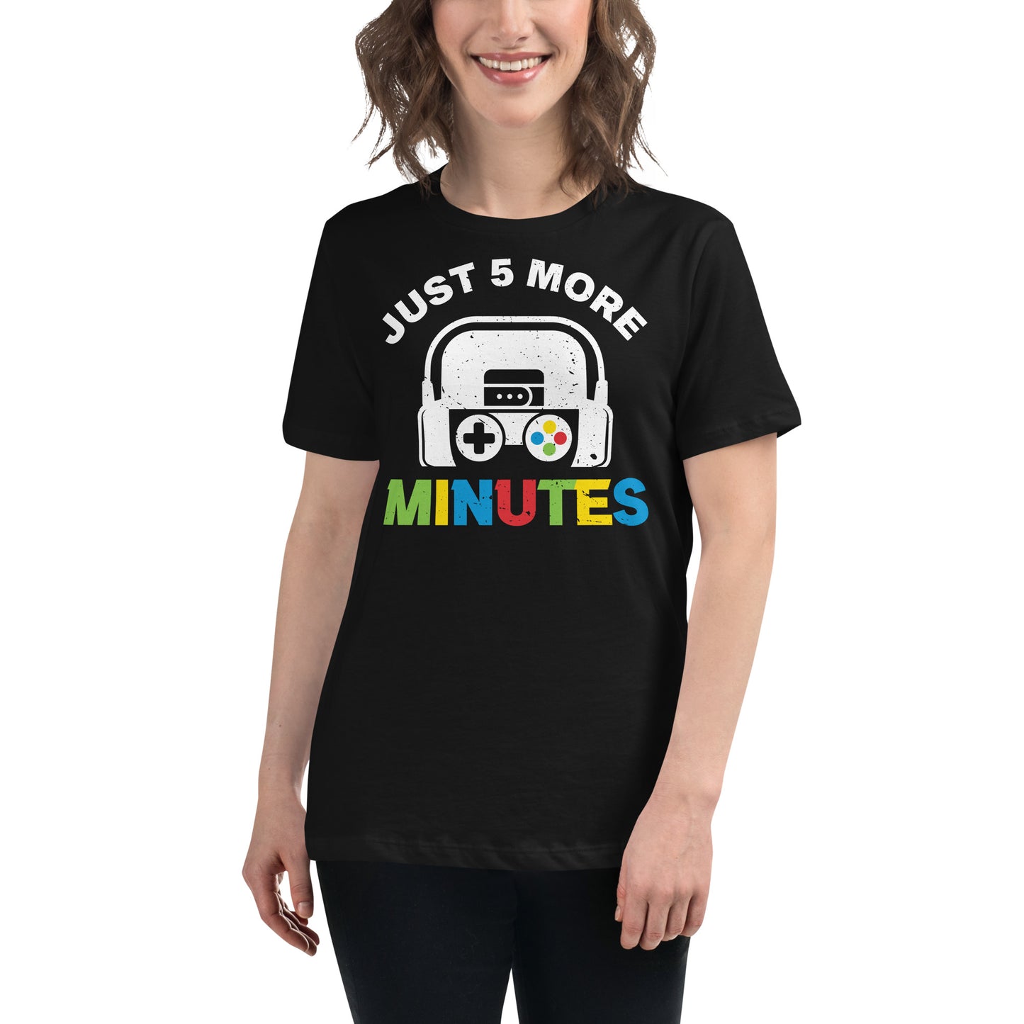 “Just 5 More Minutes” Black Motivational Women’s T-Shirt Lifestyle