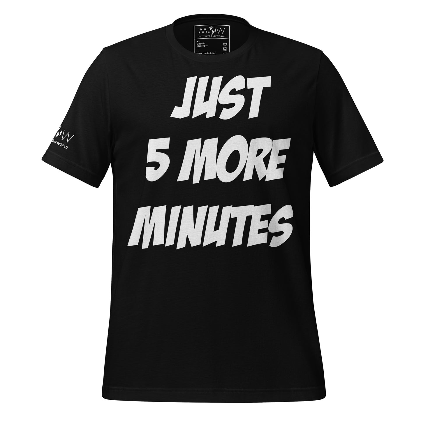Just 5 More Minutes – Bold Impact Edition Black Motivational Men's T-Shirt