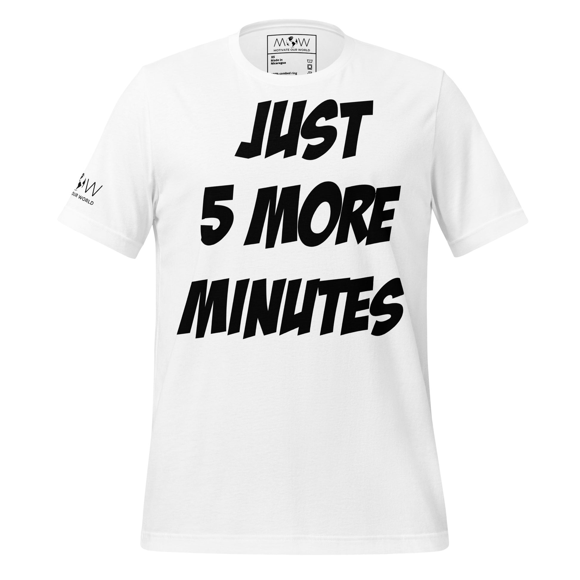 Just 5 More Minutes – Bold Impact Edition White Motivational Men's T-Shirt