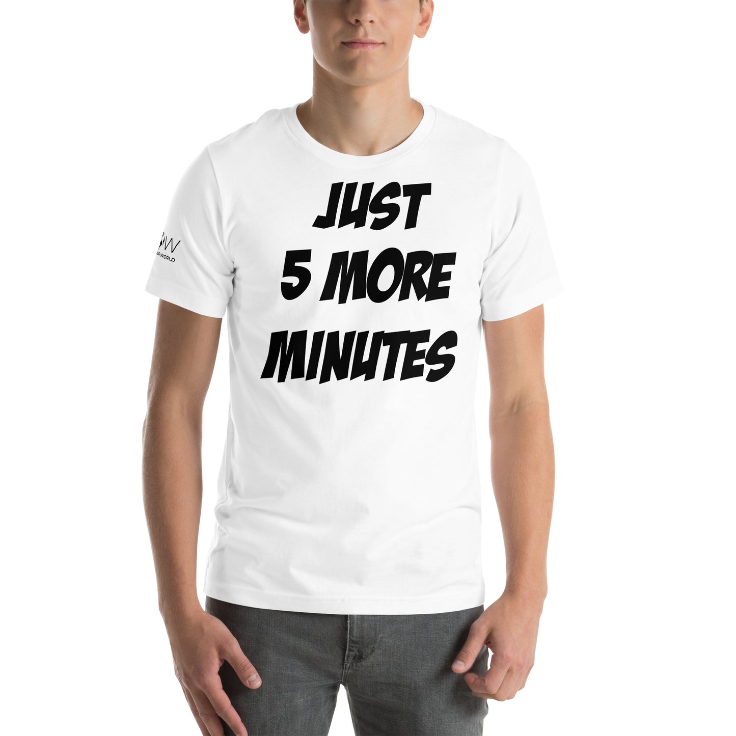 Just 5 More Minutes – Bold Impact Edition White Motivational Men's T-Shirt