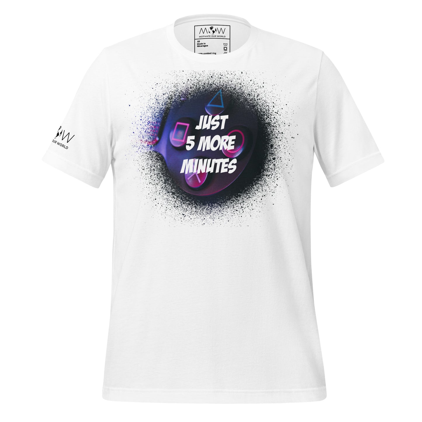Just 5 More Minutes – Midnight Gamer Edition White Motivational Men's T-Shirt