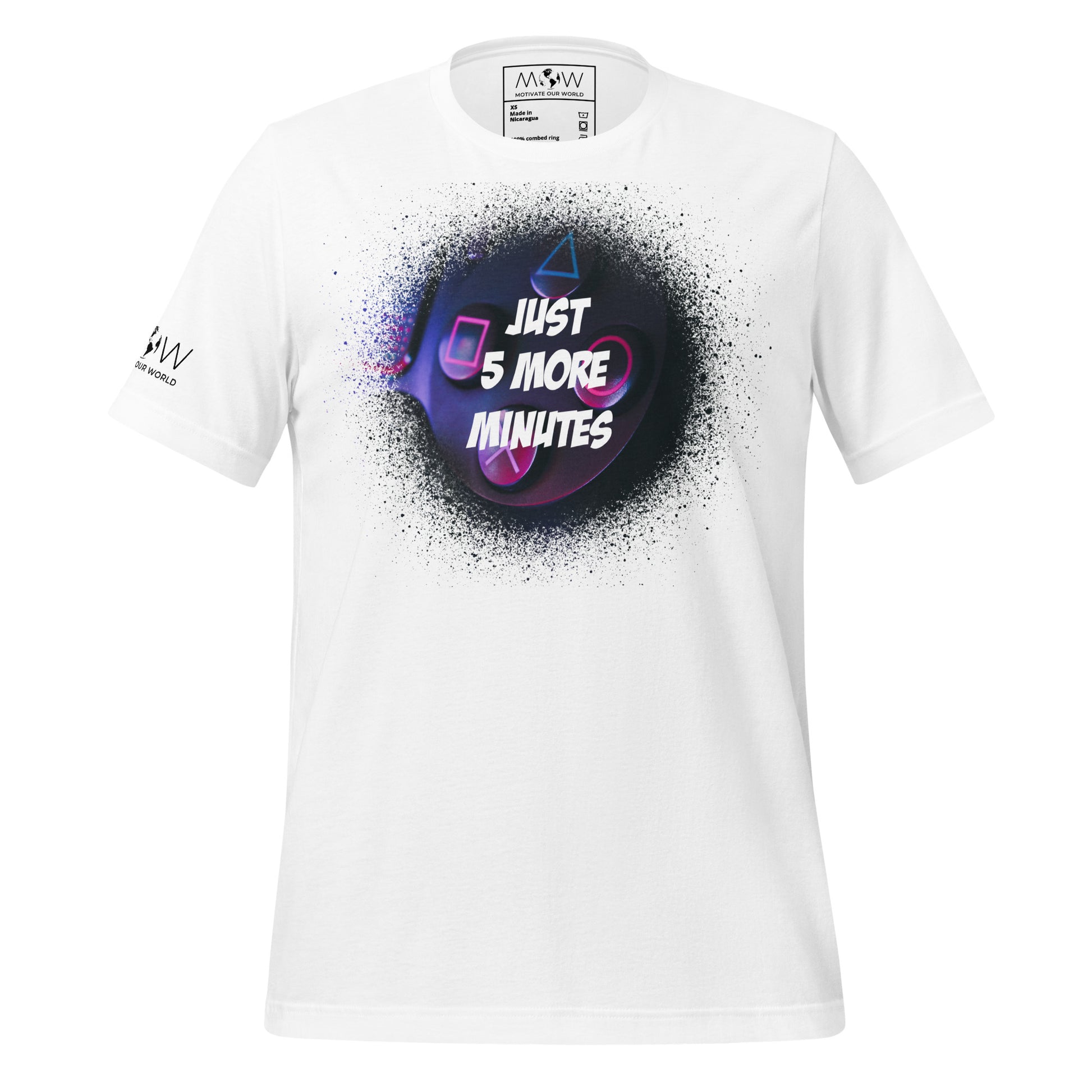 Just 5 More Minutes – Midnight Gamer Edition White Motivational Men's T-Shirt