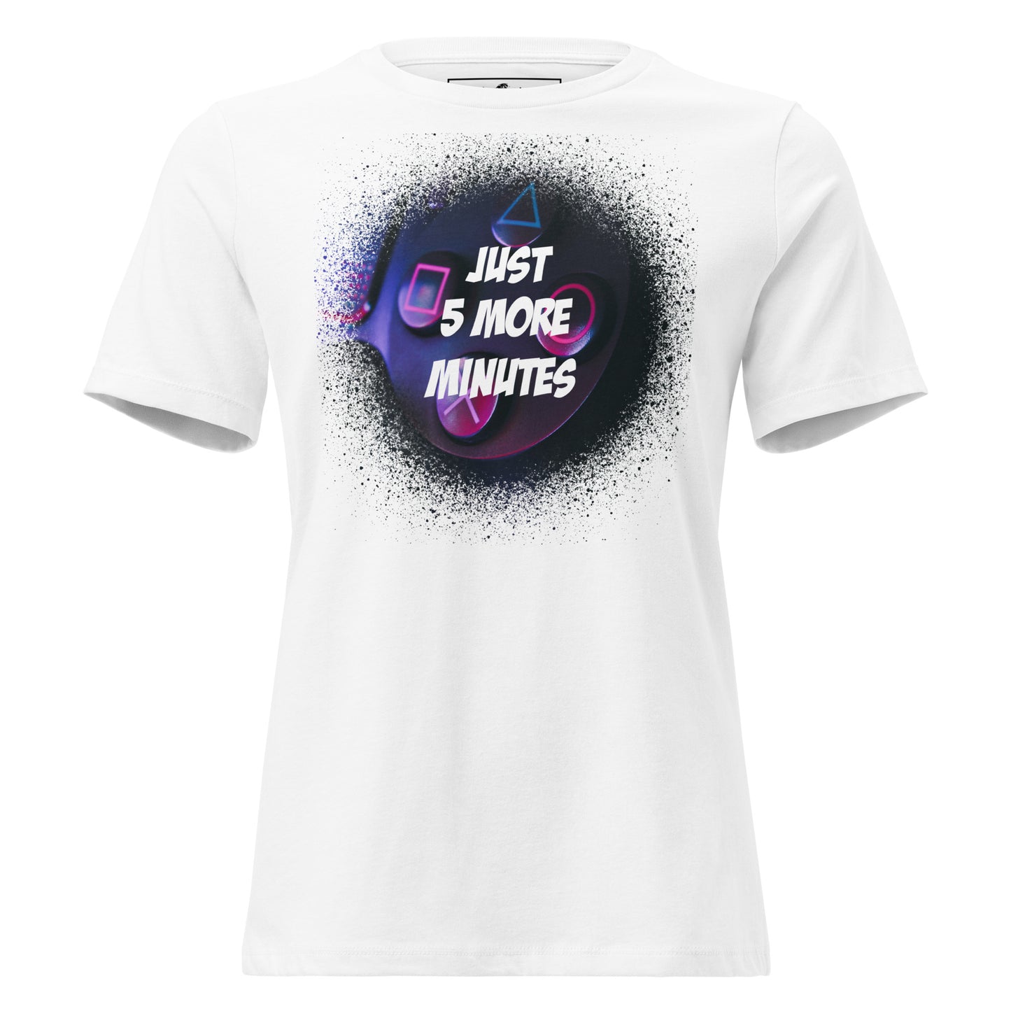 Just 5 More Minutes – Midnight Gamer Edition White Motivational Women’s T-Shirt