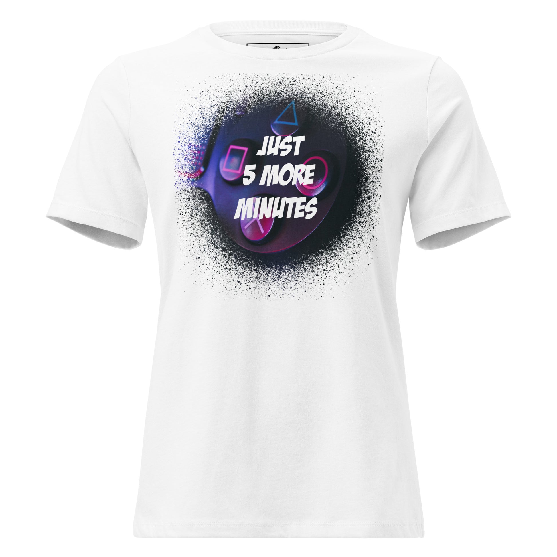 Just 5 More Minutes – Midnight Gamer Edition White Motivational Women’s T-Shirt