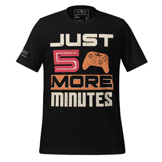 Just 5 More Minutes – Modern Gamer Edition Black Motivational Men's T-Shirt