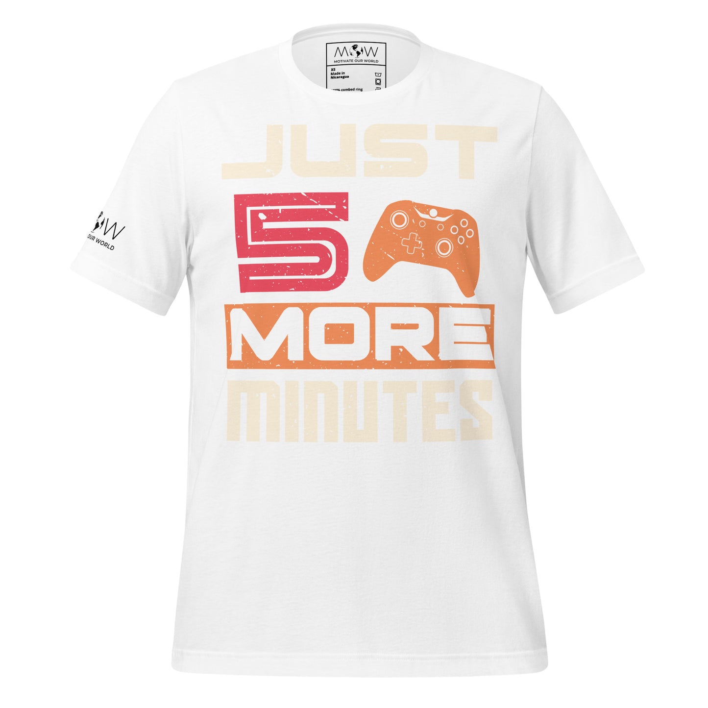 Just 5 More Minutes – Modern Gamer Edition White Motivational Men's T-Shirt