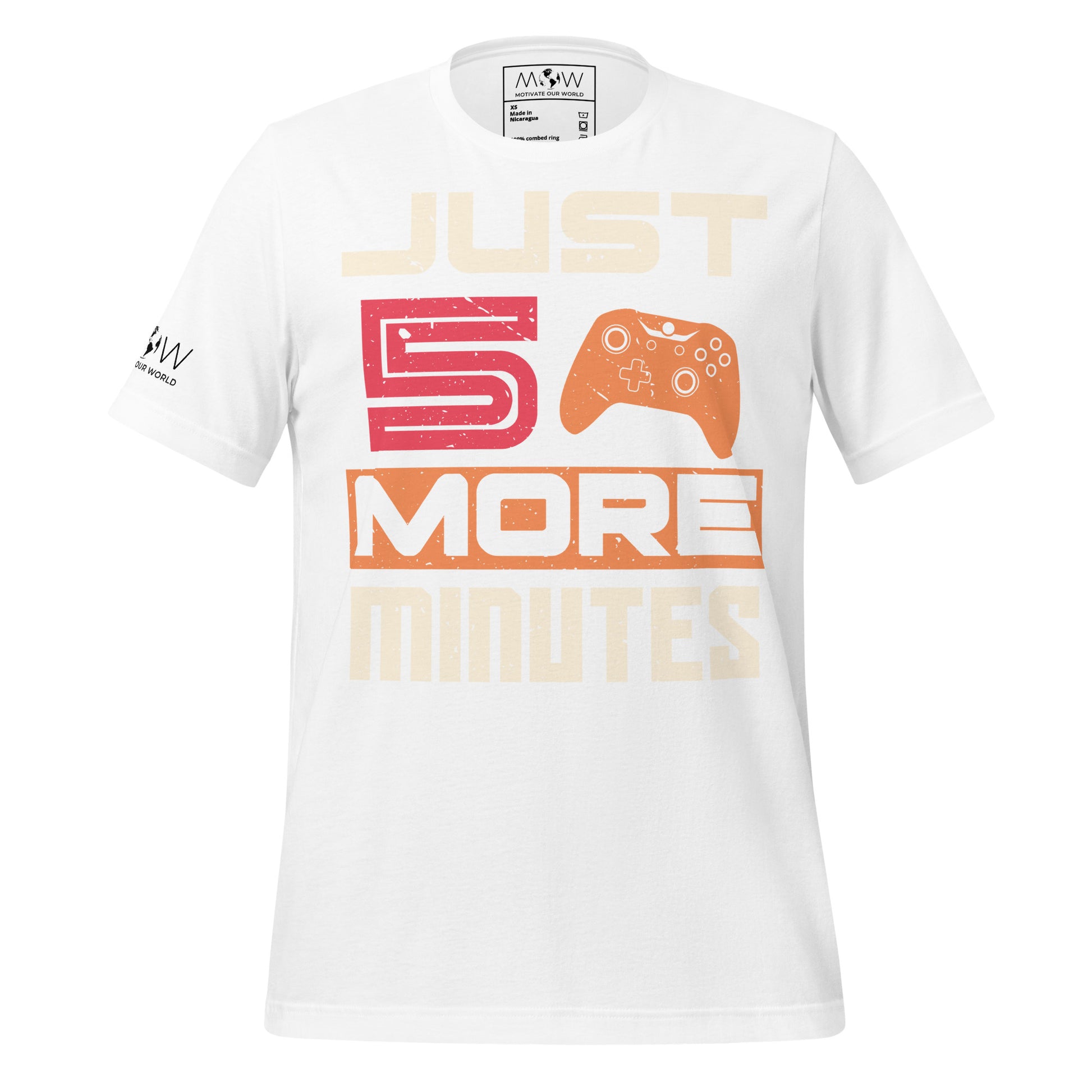 Just 5 More Minutes – Modern Gamer Edition White Motivational Men's T-Shirt