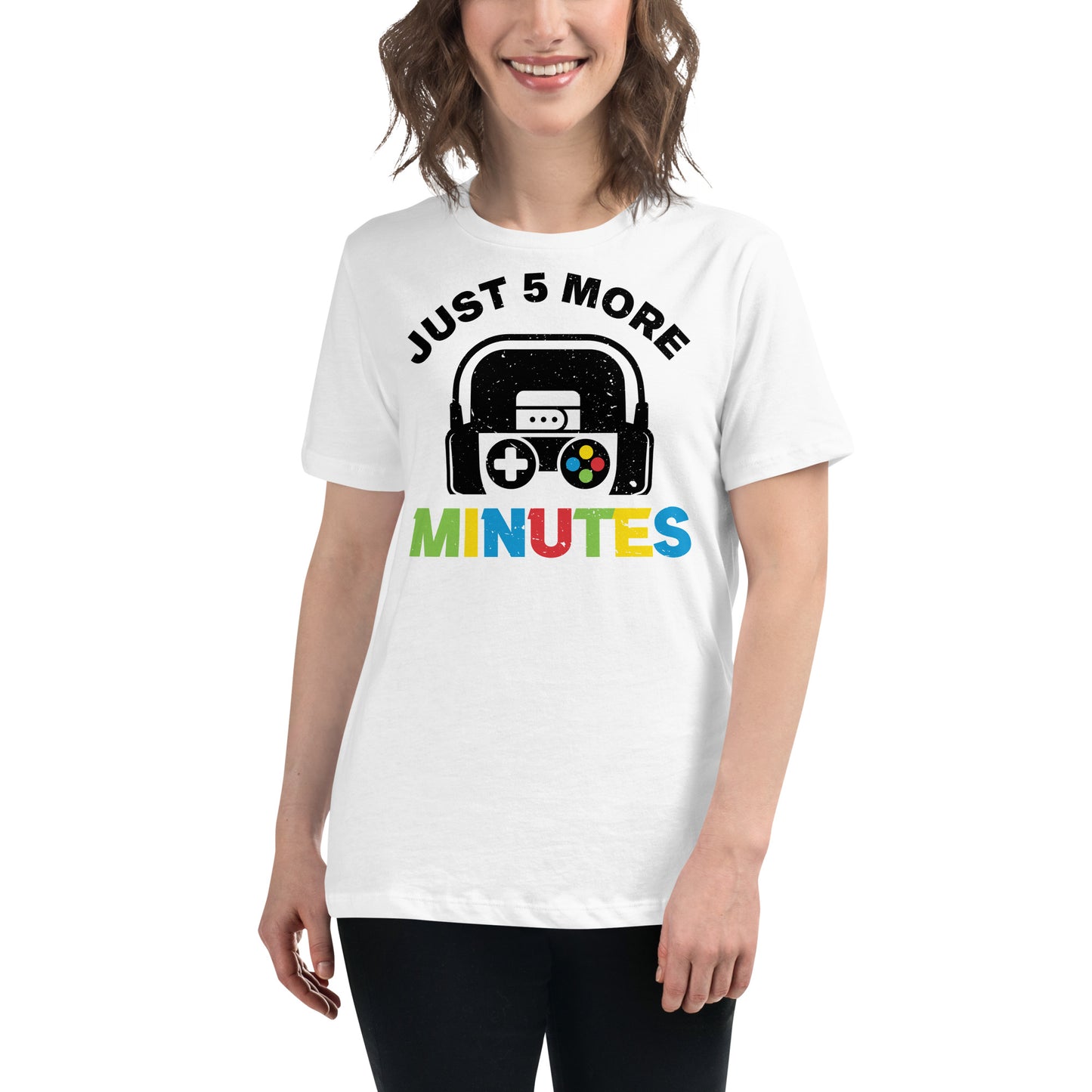 “Just 5 More Minutes” White Motivational Women’s T-Shirt Lifestyle