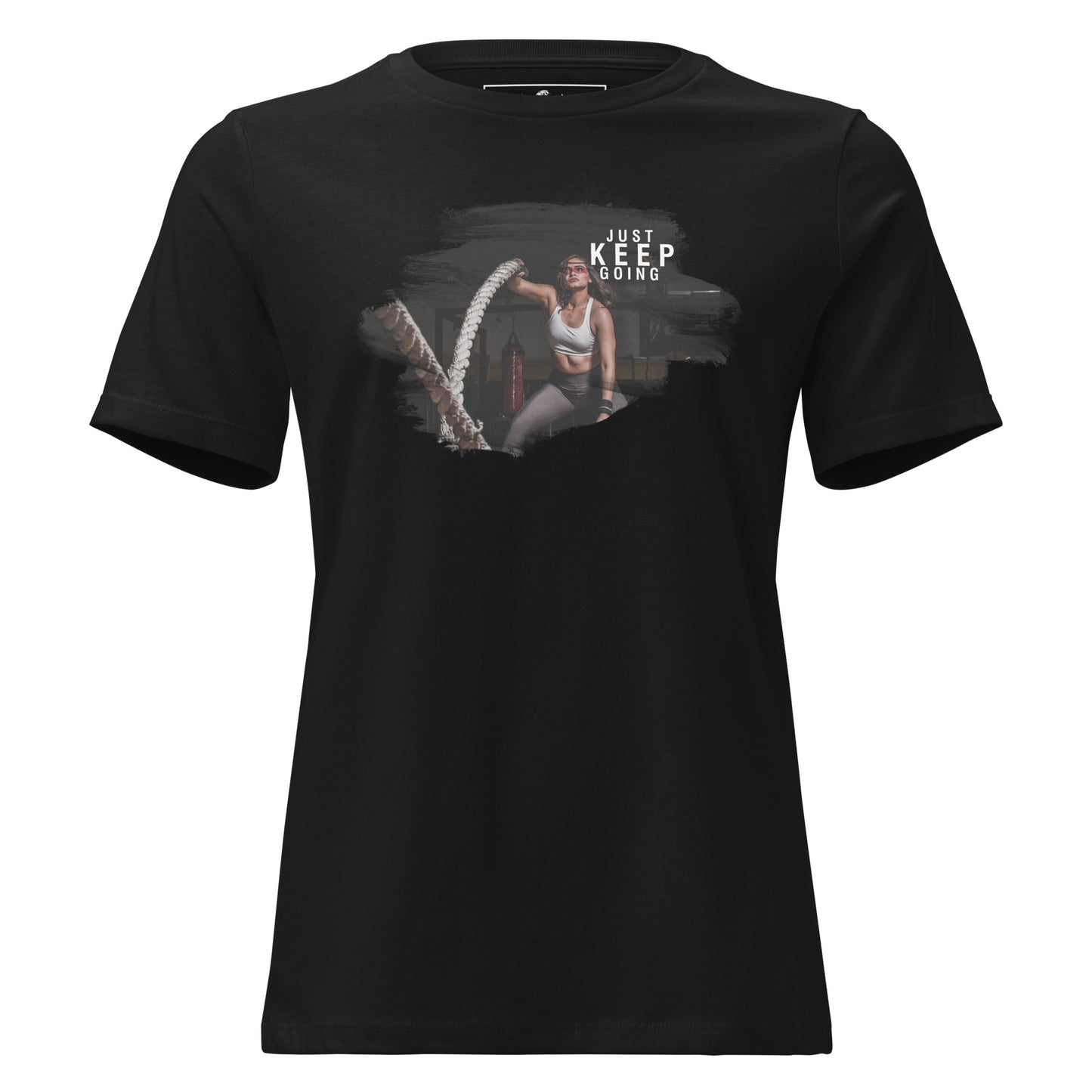 Just Keep Going (Gym Edition) Black Motivational Women’s T-Shirt