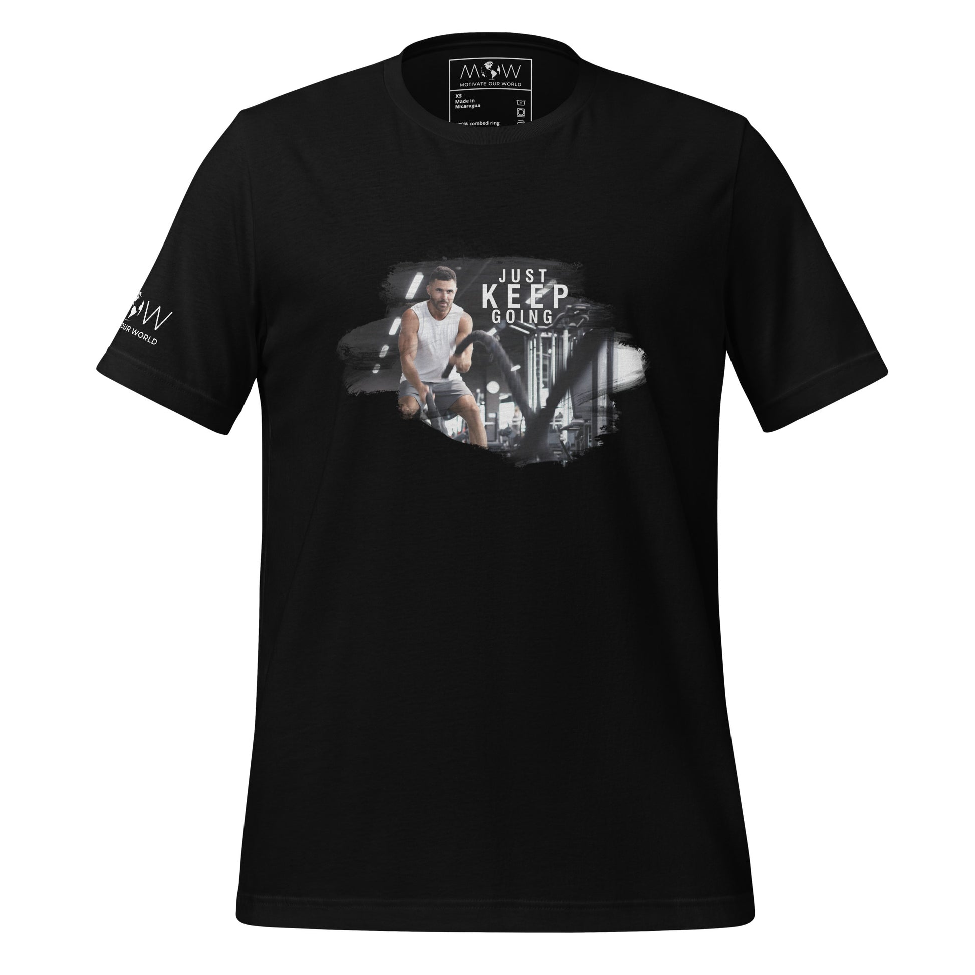 Just Keep Going (Gym Edition) Men’s Motivational Black T-Shirt