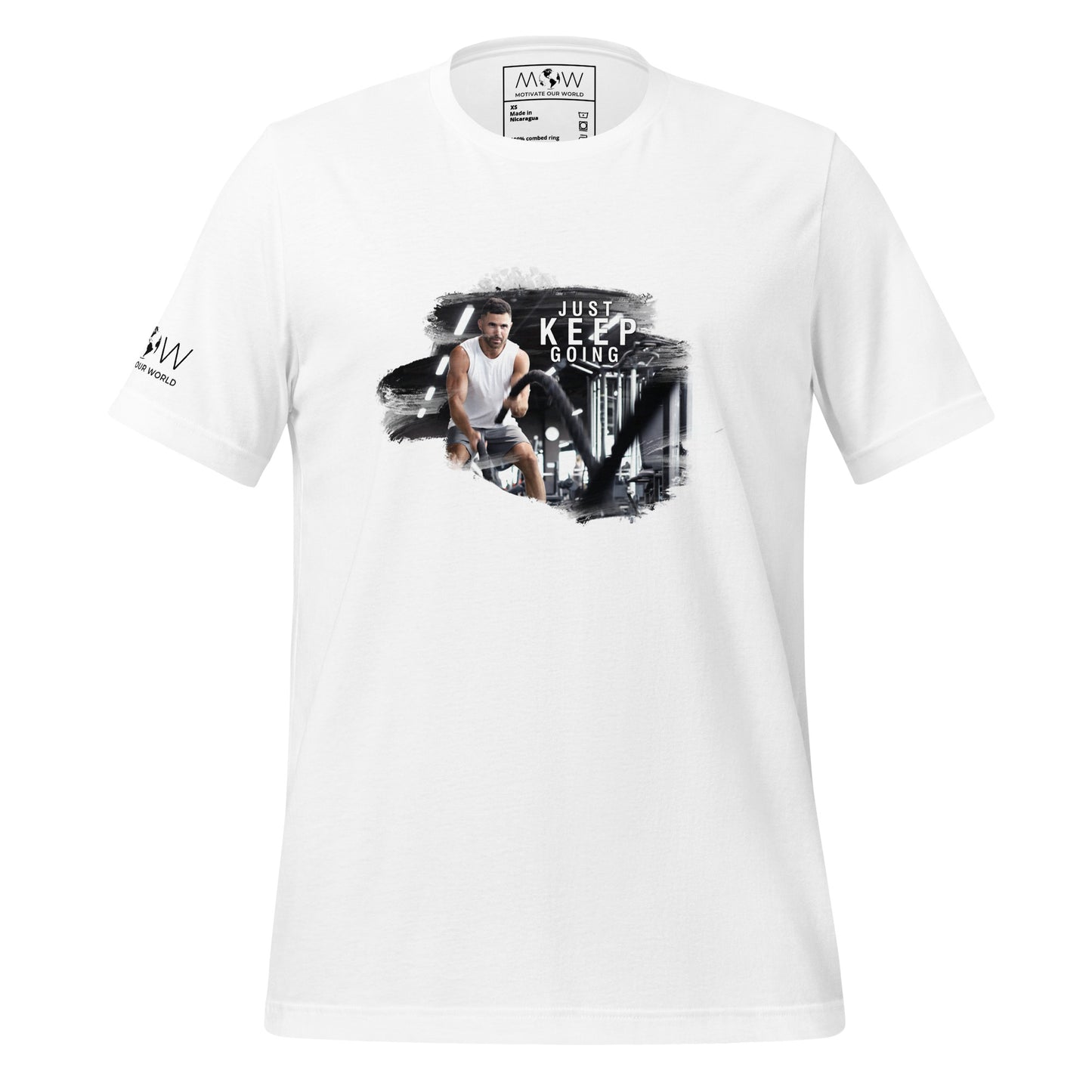 Just Keep Going (Gym Edition) Men’s Motivational White T-Shirt