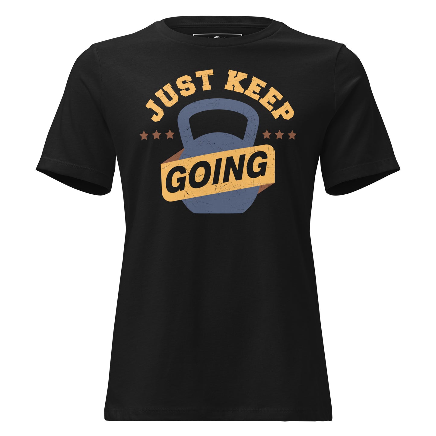 Just Keep Going (Kettlebell) Black Motivational Women’s T-Shirt