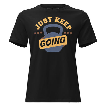 Just Keep Going (Kettlebell) Black Motivational Women’s T-Shirt