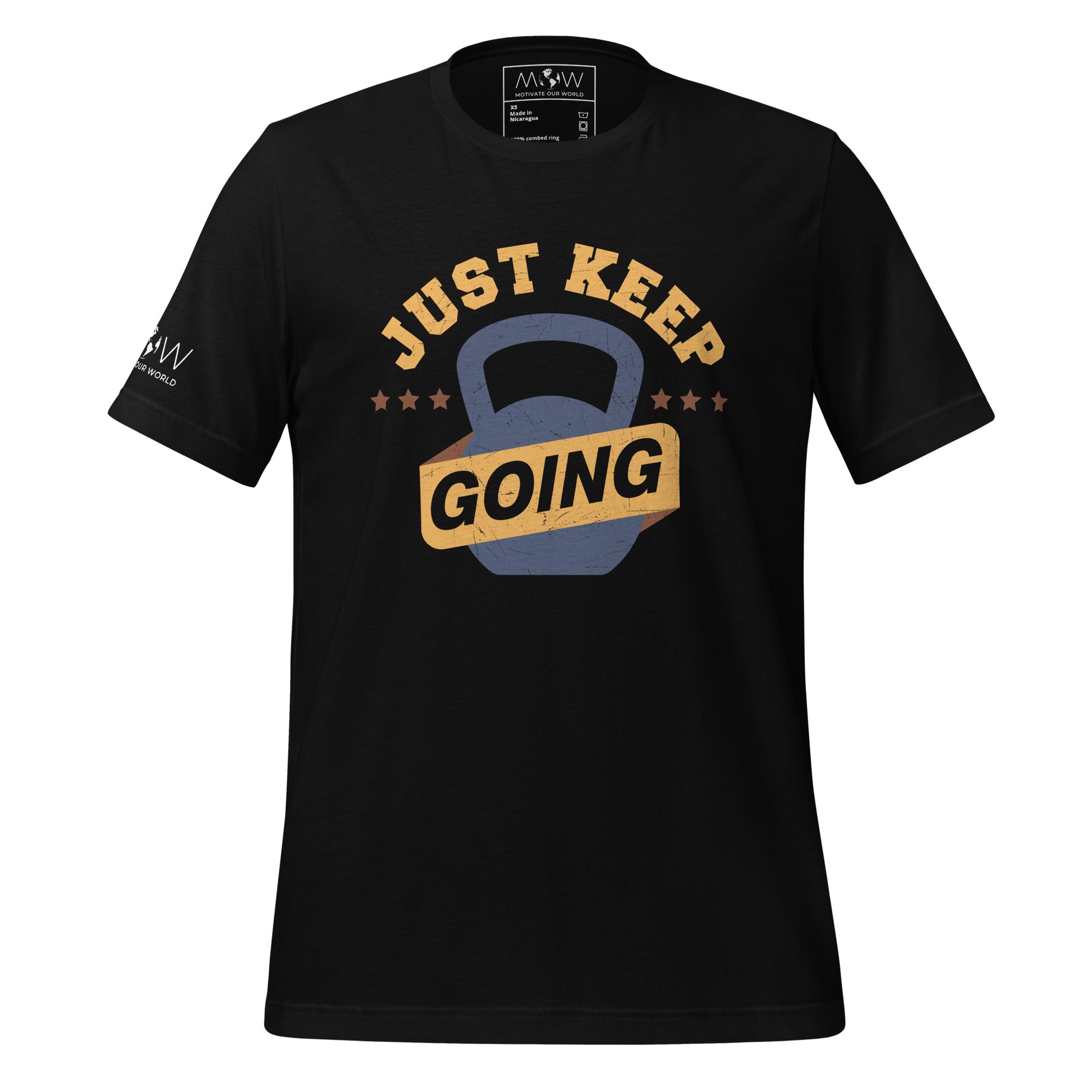 Just Keep Going (Kettlebell) Men’s Motivational Black T-Shirt