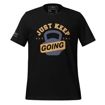 Just Keep Going (Kettlebell) Men’s Motivational Black T-Shirt