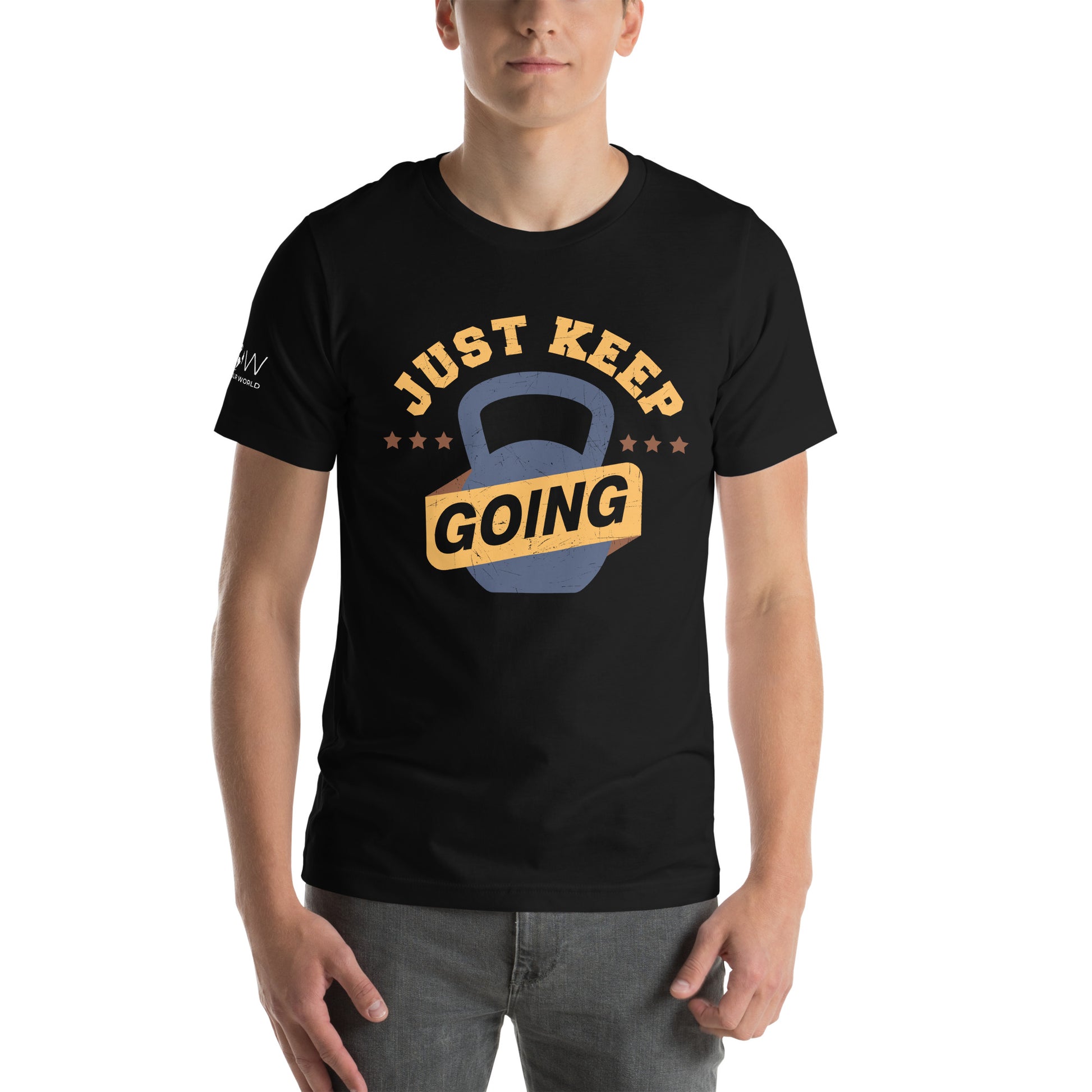 Just Keep Going (Kettlebell) Men’s Motivational Black T-Shirt