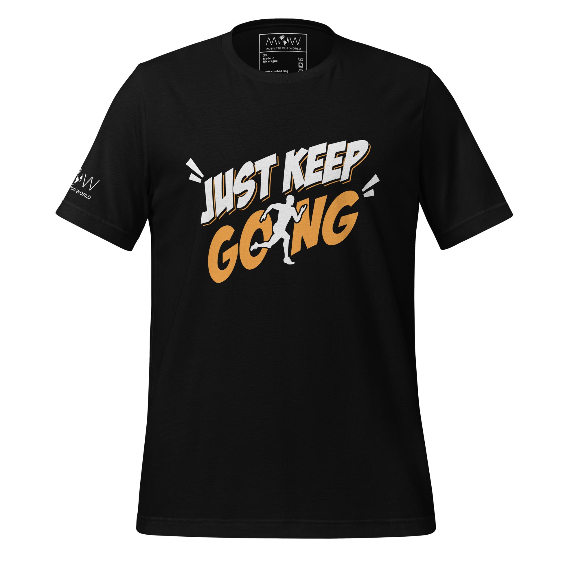 Just Keep Going Men’s Motivational Black T-Shirt