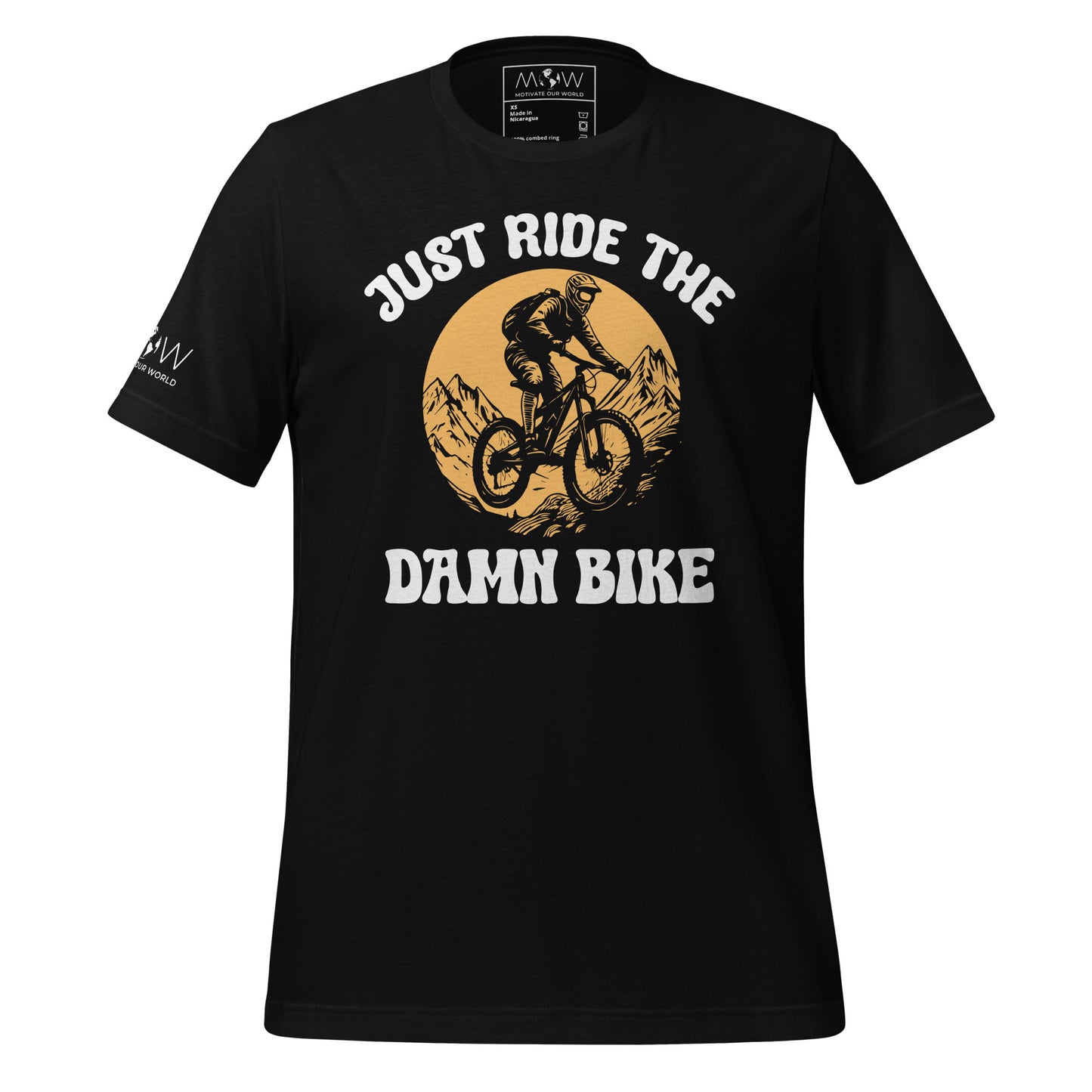 Just Ride the Damn Bike Men's Motivational Black T-Shirt