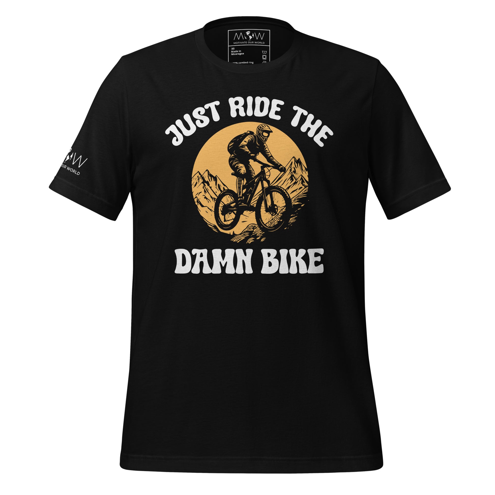 Just Ride the Damn Bike Men's Motivational Black T-Shirt
