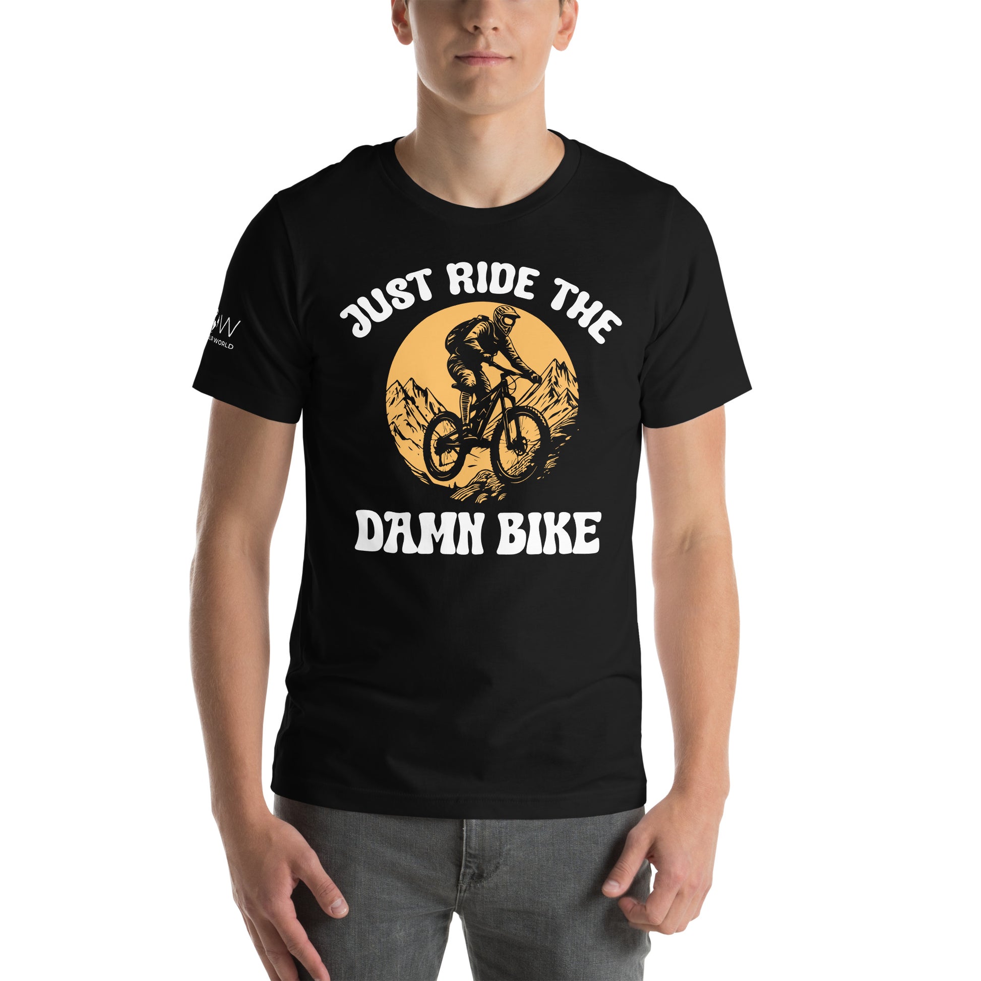 Just Ride the Damn Bike Men's Motivational Black T-Shirt