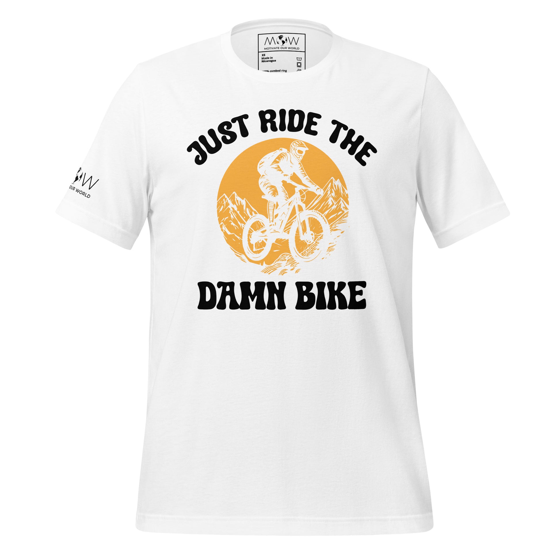 Just Ride the Damn Bike Men's Motivational White T-Shirt
