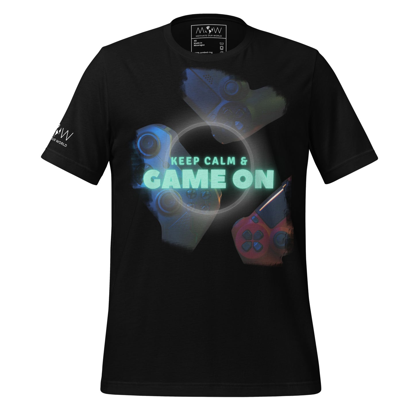 Keep Calm & Game On - Different Gaming Controllers Black Motivational Men's T-Shirt