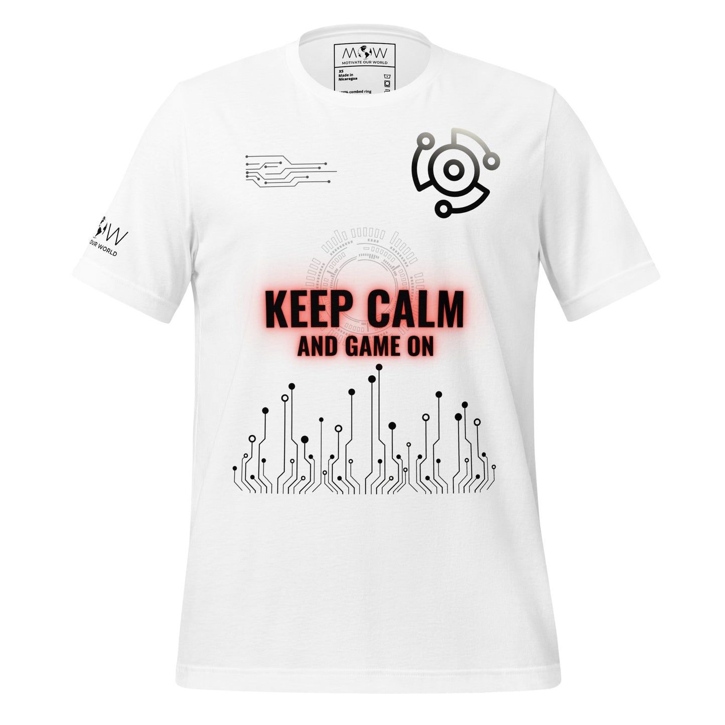 Keep Calm and Game On - Futuristic White Motivational Men's T-Shirt