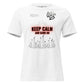 Keep Calm and Game On - Futuristic White Motivational Women’s T-Shirt