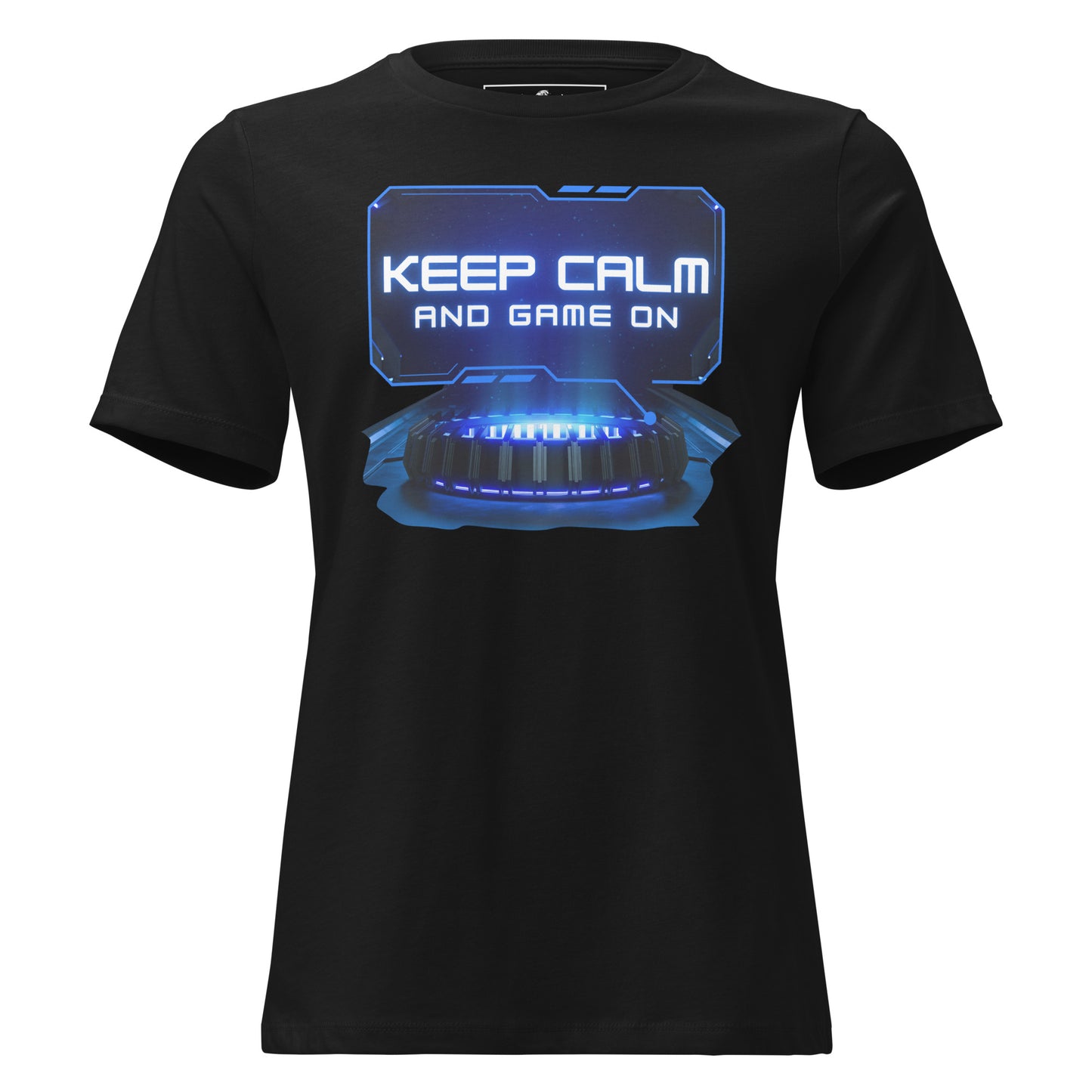 Keep Calm and Game On Black Motivational Women’s T-Shirt