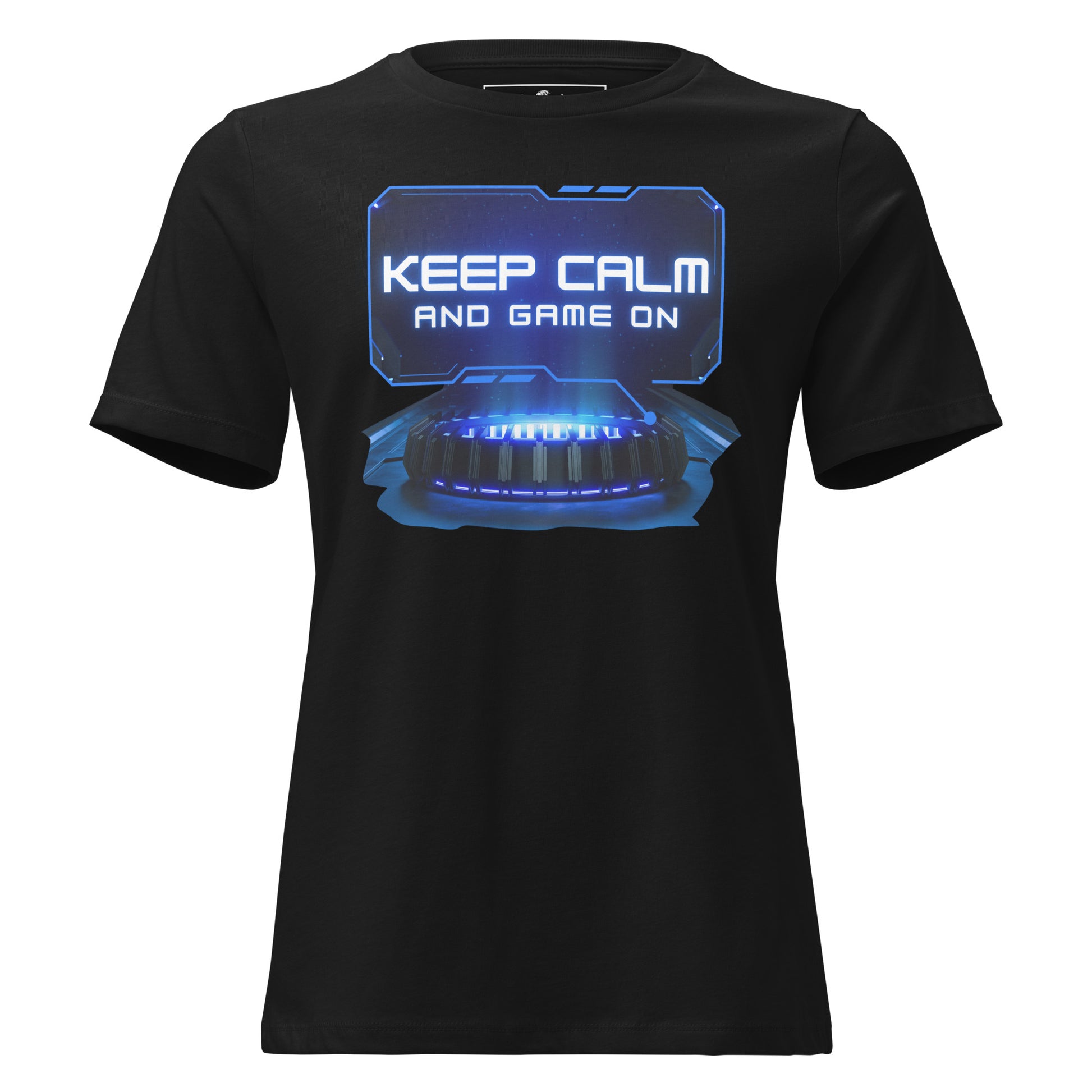Keep Calm and Game On Black Motivational Women’s T-Shirt
