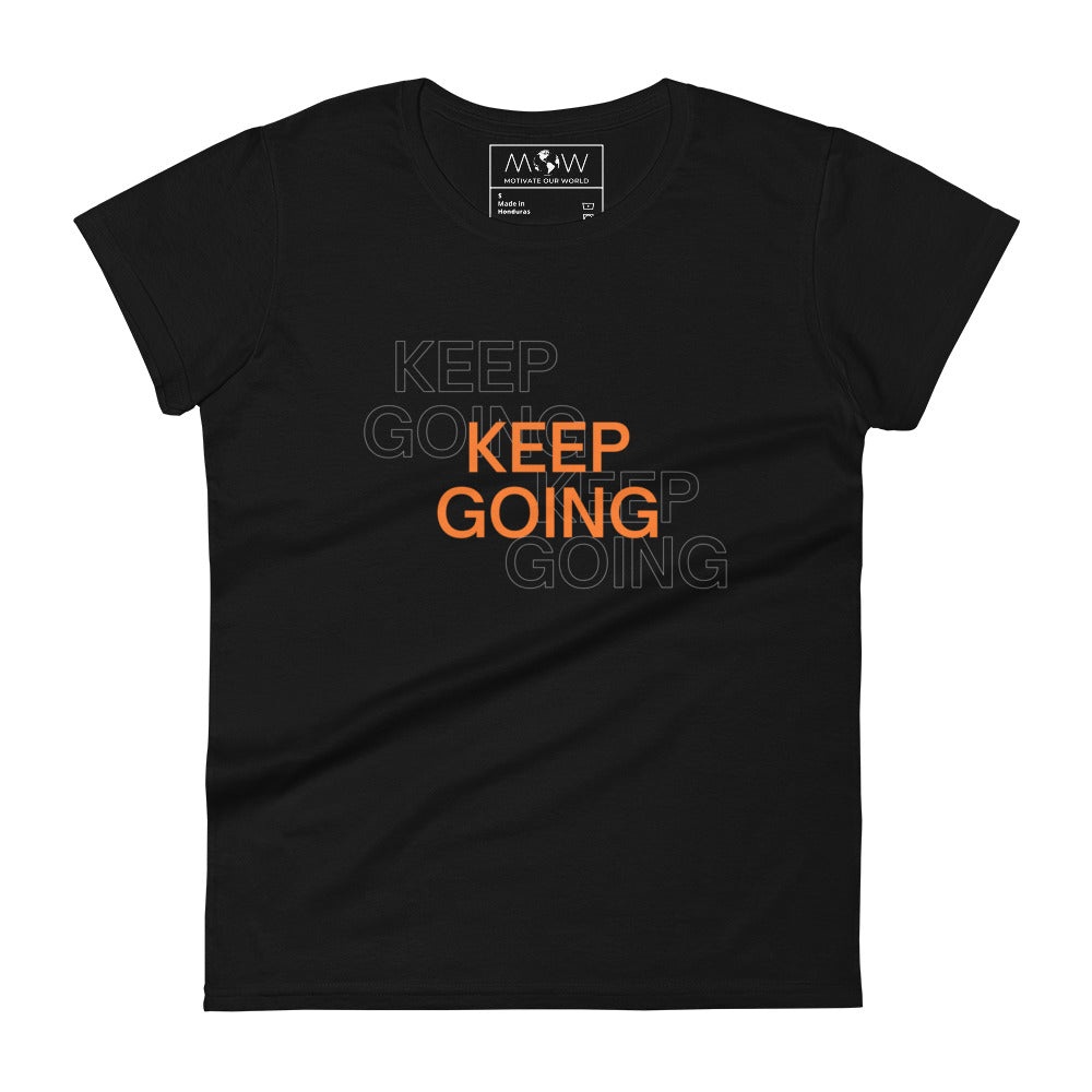 "Keep Going III" Women's Motivational Black T-Shirt